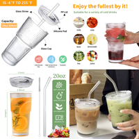 Verres à rayures verticales larges pour le dropshipping, livraison gratuite, avec couvercle et paille, pour boissons froides, eau et café, bouteille d'eau