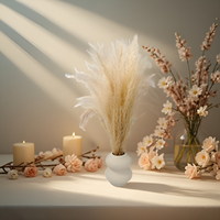 Set Vas Plester dengan Rumput Pampas Boho untuk Dekorasi Meja Pernikahan, Dekorasi Rumah Natal & Festival, Dekorasi Pesta Romantis