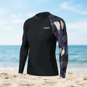 Custom Printed Design <b>Men</b> Full Sleeve Rash Guard <b>Compression</b> <b>Shirt</b> Quick Dry Printed Feather Design Sportswear - Product Image 2
