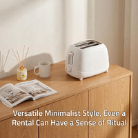 Grille-pain compact blanc à fentes larges, contrôle de la cuisson, 2 tranches, fonction pop-up rapide, facile à utiliser, idéal pour les cuisines de bureau