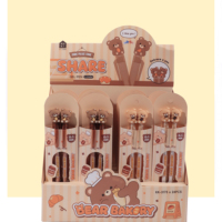 KUKI Cute Bear Baking – Stylo gel marron clair et foncé, lot de 2 – Papeterie Kawaii pour étudiants, style dessin animé