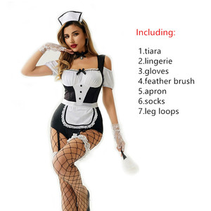 Set di Lingerie per cameriera esotica uniforme da donna 7 pezzi costumi per Cosplay Sexy da discoteca all'ingrosso - Product Image 6