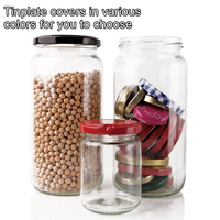 Pot en verre hermétique rond vide de 25 ml à 1000 ml pour cornichons, confiture, aliments, avec couvercle métallique