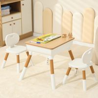 Ensemble Table et Chaises en Bois Moderne pour Enfants et Tout-Petits, Idéal pour la Salle à Manger Scolaire et le Salon, Meubles d'Étude pour 3-8 Ans