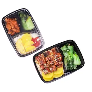 食品使用环保生态健康黑色塑料膳食准备容器，带走塑料便当午餐盒