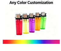 Briquet jetable en plastique transparent à silex, vente en gros d'usine, prix abordable