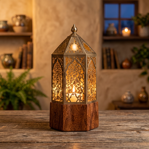 Moroccan Iron LED <b>Lantern</b> Handmade Hollow Metal Candle Holder <b>Battery</b> <b>Powered</b> Table Lamp Antique Eco-Friendly Home Decoration - Product Image 3