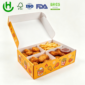 Boîte à emporter en papier kraft personnalisée avec insert séparateur, couvercle pliable, boîte d'emballage alimentaire <span class=keywords><strong>pour</strong></span> hamburgers et <span class=keywords><strong>poulet</strong></span> frit - Product Image 1