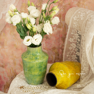 <span class=keywords><strong>Vaso</strong></span> <span class=keywords><strong>in</strong></span> Ceramica Stile Francese Vintage Medievale Pastorale Verde Creativo Dipinto a Olio per <span class=keywords><strong>Fiori</strong></span> Secchi e Freschi - Product Image 3
