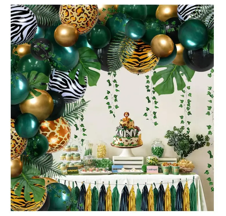 Selva tropical animais balões temáticos sábio Balão Verde Cadeia Aniversário Batismo Festa Decoração