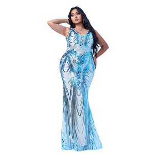 Grensoverschrijdende Handel Europees En Amerikaans Meisje <span class=keywords><strong>Plus</strong></span> <span class=keywords><strong>Size</strong></span> Dames Lange Mouwloze V-Hals Banket Slim-Fit Pailletten Avond <span class=keywords><strong>Dr</strong></span>
