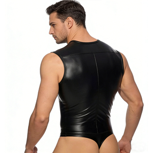 Combinaison érotique pour <span class=keywords><strong>homme</strong></span>, veste en cuir, body, gilet en similicuir PU, corset tendance, <span class=keywords><strong>costume</strong></span> de scène pour club - Product Image 6