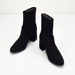 Comércio Exterior <span class=keywords><strong>Original</strong></span> Camurça Preta Cabeça Salto Grosso Sola Alta All-match Leg-fixing Finas Meias Elásticas Botas Curtas Mulheres - Product Image 4