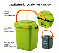 Poubelle de recyclage portable en PP avec couvercle rabattable et poignée de transport, 8L 10L 15L, poubelle de tri pour la maison et la cuisine