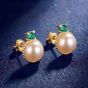 Elegant S925 <b>Silver</b> Freshwater Pearl <b>Stud</b> Earrings Zircon Crown Fan Jewelry for Women Wedding Bridal Anniversary Gift - Product Image 5