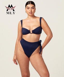 MLY Moda de Praia em Alta: Biquíni Feminino Personalizado de Duas Peças Liso com Amarração Sexy - Product Image 4