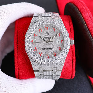 Montre-bracelet mécanique automatique de luxe pour homme, résistante à l'eau, sertie de moissanite, style hip-hop, avec cadran à aiguilles - Product Image 6