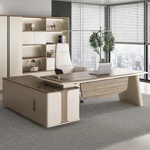Modulo layout ufficio Jieao moderni mobili per ufficio Ceo Executive L forma ufficio ufficio scrivania capo tavolo con libreria e sedia