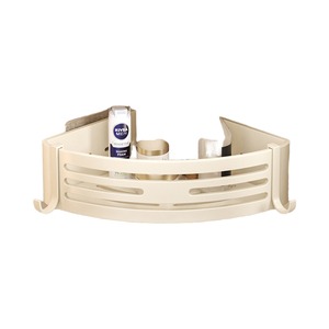 Étagère murale triangulaire en aluminium blanc crème, sans perçage, <span class=keywords><strong>pour</strong></span> rangement de toilettes et articles de <span class=keywords><strong>toilette</strong></span>, idéale <span class=keywords><strong>pour</strong></span> la maison, l'hôtel et la salle de bain. - Product Image 4