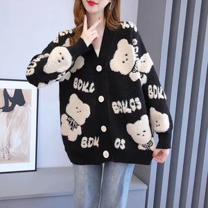 <span class=keywords><strong>Pull</strong></span>-over en acrylique style coréen avec boutons motif ours de dessin animé pour femme, collection automne-hiver 2026, coupe ample, décontracté, tendance, tricoté 012 - Product Image 5