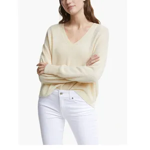 100 cashmere Knitted bright yellow Pullover V-Neck Cashmere Jumper for women and girls