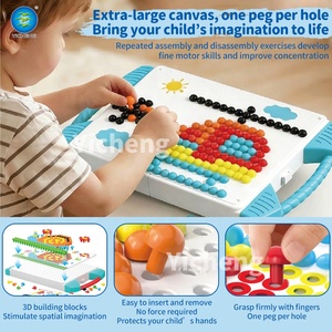 373 Pièces DIY <span class=keywords><strong>Clous</strong></span> Champignons en Plastique, Puzzle Éducatif pour Enfants, <span class=keywords><strong>Jeu</strong></span> <span class=keywords><strong>de</strong></span> <span class=keywords><strong>Mosaïque</strong></span> sur Planche à Picots, Blocs <span class=keywords><strong>de</strong></span> Construction Créatifs, Boîte Portable pour Tout-petits - Product Image 3