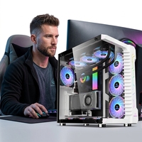 Boîtier PC ATX sur mesure de haute qualité LOVINGCOOL 2027, en alliage d'aluminium, pour ordinateur de bureau gamer, avec ventilateur RGB, bande lumineuse et alimentation.