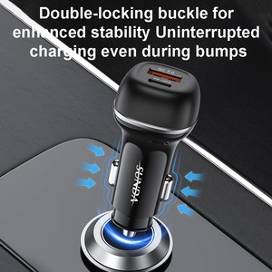 Adaptateur de chargeur de voiture USB C 48W QC3.0 PD30W QC 18W Double Port USB C Chargeur de voiture Compatibilité universelle Téléphone portable - Product Image 2