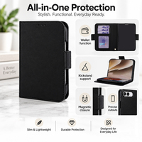Nouvel Arrivage Étui Portefeuille en Cuir Premium avec Emplacements pour Cartes et Dragonne pour iPhone Duo Ultra Fold Antichoc Magnétique