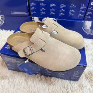 Sandali Mules Regolabili da <span class=keywords><strong>Donna</strong></span> Bostones Personalizzati con Fibbia, Supporto per Arco in <span class=keywords><strong>Sughero</strong></span>, Zoccoli Birken in Camoscio, Pantofole per Donne - Product Image 2
