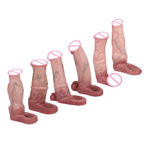 Six tailles de manchons de pénis réutilisables, extenseur, améliorant, godets réalistes, préservatif, retardateur d'éjaculation, anneau de pénis, bondage des testicules, godet - Product Image 2