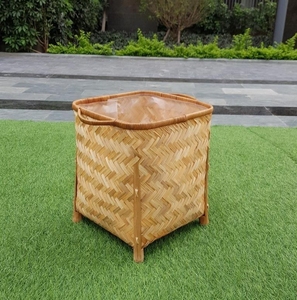 Panier à linge en bambou naturel fait main de qualité supérieure avec doublure en coton amovible et lavable, panier de rangement tissé écologique - Product Image 6