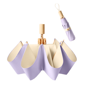 Venta al por mayor paraguas de 3 pliegues logotipo personalizado impresión panel de recubrimiento de oro impresión UV fabricante chino barato promocional Paraguas - Product Image 1