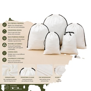 Eco-Friendly Luxury <b>Small</b> Round Bottom Cotton Fabric <b>Drawstring</b> <b>Bag</b> for Daily Storage - Product Image 1