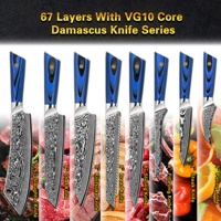 10% de réduction sur les couteaux de cuisine Kiritsuke en acier japonais Damas de 8 pouces avec manche bleu G10 personnalisé, dans la liste des meilleures ventes sur Amazom