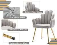 Chaises d'angle de cuisine en velours moderne Chaise d'appoint rembourrée Pieds en métal doré Fauteuils de coiffeuse pour chambre à coucher