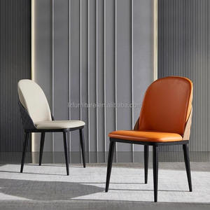 Chaise de salle à manger moderne de luxe très vendue, confortable, avec dossier arrondi et détails tressés, revêtement en similicuir, mobilier de maison - Product Image 4