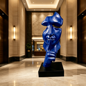 Quncan RS-1090 Estatua de Arte Abstracto de Poliresina, Silencio es Oro, Gran Escultura Decorativa para el Hogar, Rostro de Hombre Silencioso - Product Image 5