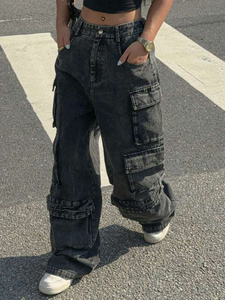 <span class=keywords><strong>Pantaloni</strong></span> Cargo da <span class=keywords><strong>Donna</strong></span> 2262 <span class=keywords><strong>con</strong></span> Grandi Tasche, Jeans Casual Estivi Elasticizzati Oversize, Nuova Collezione <span class=keywords><strong>con</strong></span> Decorazione in Pizzo e Fiocco - Product Image 6