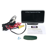 Voltmeter pengukur suhu air mobil, Voltmeter Digital LCD 12V 24V Universal 2 in 1 dengan adaptor biru 34mm Sensor 10mm untuk mobil truk