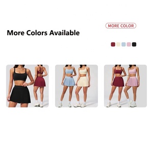 Ensemble de sport pour <span class=keywords><strong>femme</strong></span> avec logo personnalisé, séchage rapide, soutien-gorge de sport, mini-jupes plissées avec short intégré, pour le <span class=keywords><strong>golf</strong></span>, le pickleball, le tennis et l'entraînement - Product Image 5