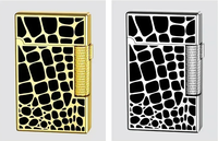Briquet à roue coulissante latérale en métal de haute qualité, coupe-vent, à double flamme au butane, cadeau pour homme, accessoires pour fumeurs