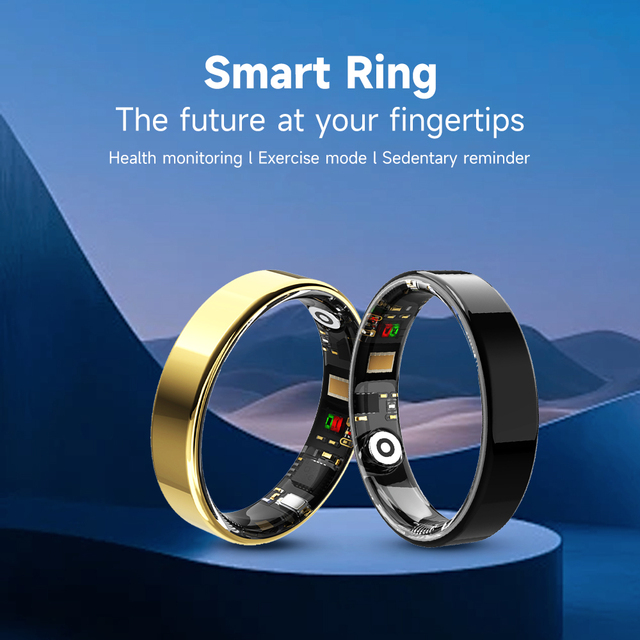 Smart Ring Fitness Tracker Touch Screen GPS IP68 Waterproof Heart Rate Sleep Health Monitor Sleep Apnea Spo2 HRV