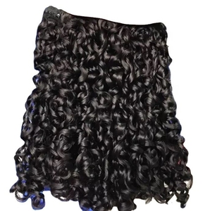 Extensions de cheveux humains 100% vierges, double épaisseur, ondulés profonds, bouclés, couleur noire, provenant d'un seul donneur, à pointe plate, en gros - Product Image 4