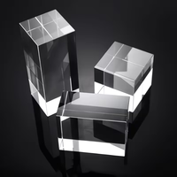 Cube et carré en cristal gravés au laser, durables et personnalisés, pour l'artisanat et la présentation de bijoux