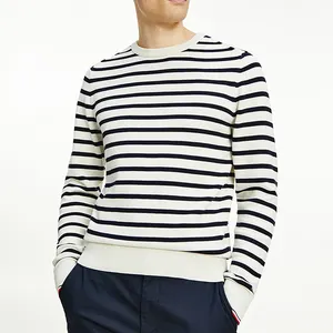 Manufacturer High Quality Acrylic Polyester Knitted Comfortable Custom Color Striped Men Sweater