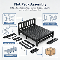 Cadre de lit métallique plat réglable en hauteur, robuste, en fer, taille King Size, pour dortoirs d'étudiants et hôtels – Approvisionnement direct usine