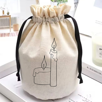 Pochette en toile de coton à fond rond avec logo personnalisé, sac cadeau cylindrique écologique pour emballage de bougies et de bijoux, vente en gros