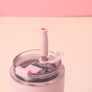 <span class=keywords><strong>Mini</strong></span> thép không gỉ cách điện Cup xách tay Macaron Màu cà phê Mug với rơm cho hot và đồ uống lạnh - Product Image 3