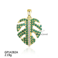 Grace Jewelry Ensemble de boucles d'oreilles et bagues en argent sterling 925, style Ins, pierre verte, feuille de Monstera, pendentif, plaqué or pour fêtes et cadeaux